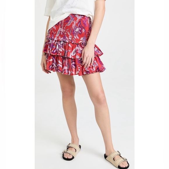 Sundry Red Floral Tiered Mini Smocked Ruffle
Lightweight Skirt Women Size L - Picture 16 of 16